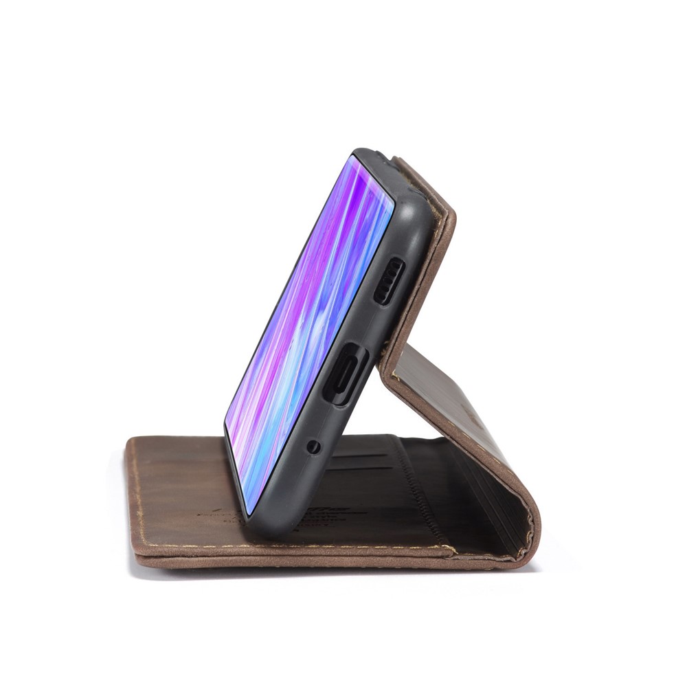 CASEME 013 Series Auto-absorbed Business Leather Wallet Stand Phone Case for Samsung Galaxy S20 Plus - Dark Brown-7