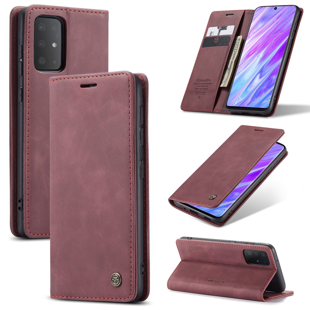 CASEME 013 Series Auto-absorbed Business Leather Wallet Case for Samsung Galaxy S20 Ultra - Red-1
