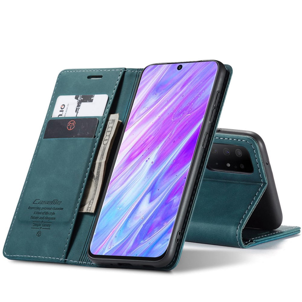 CASEME 013 Series Auto-absorbed Business Leather Wallet Case for Samsung Galaxy S20 Ultra - Green-11