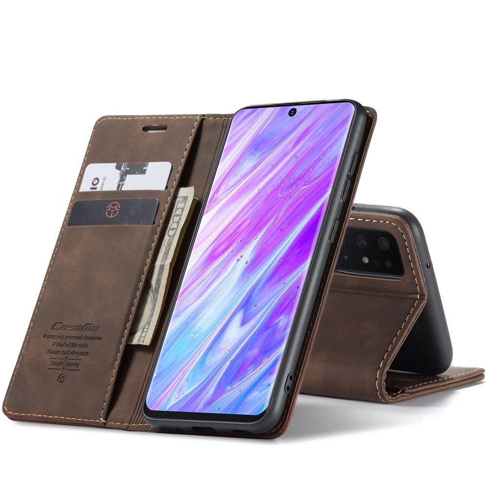 CASEME 013 Series Auto-absorbed Business Leather Wallet Case for Samsung Galaxy S20 Ultra - Dark Brown-11