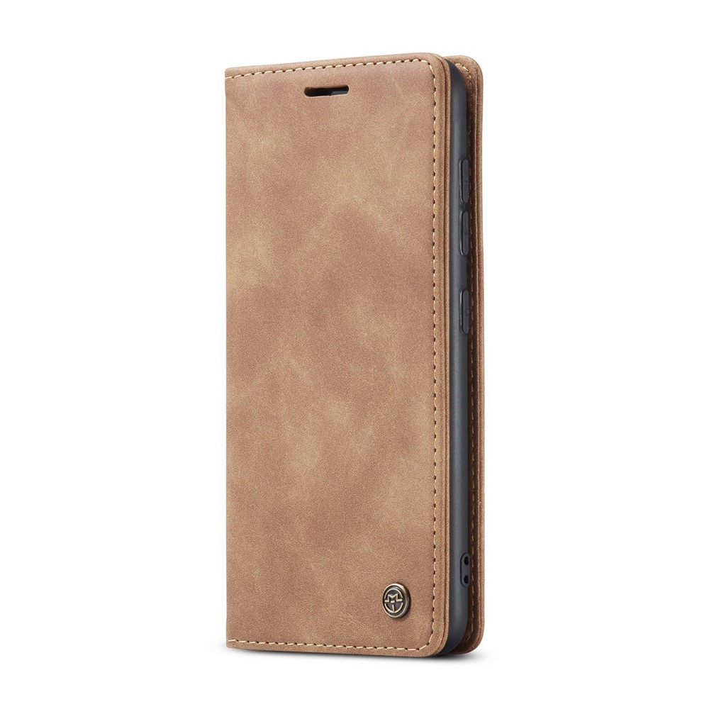 CASEME 013 Series Auto-absorbed Business Leather Wallet Case for Samsung Galaxy S20 Ultra - Light Brown-4