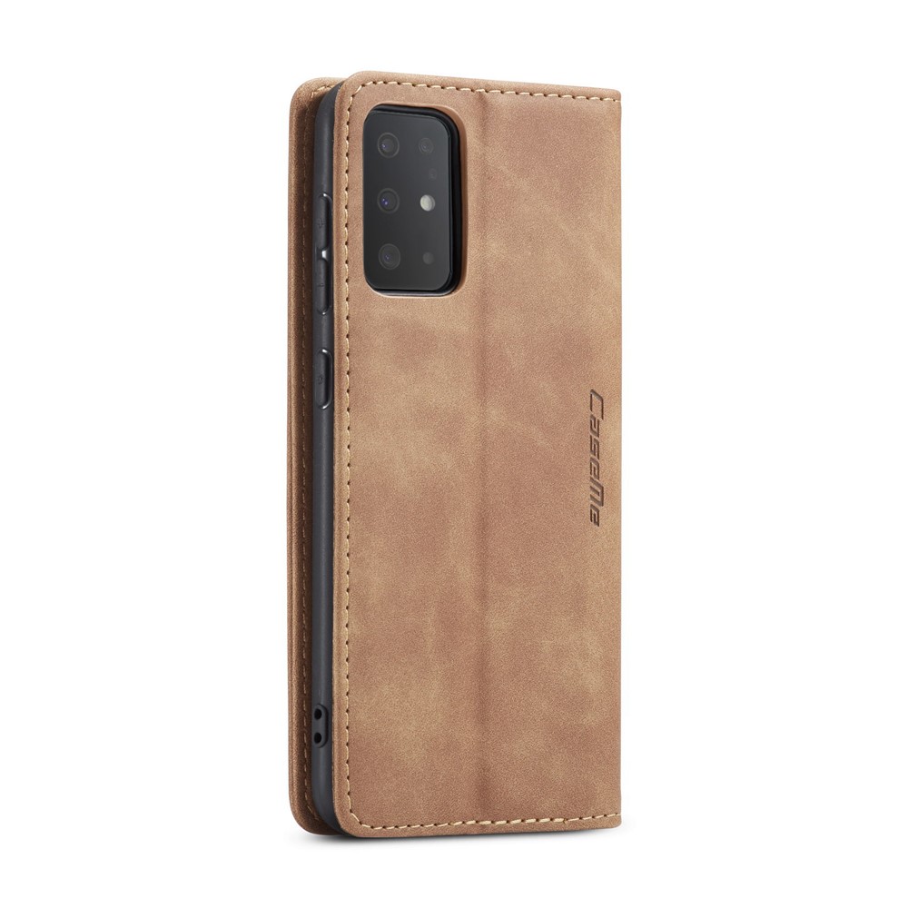 CASEME 013 Series Auto-absorbed Business Leather Wallet Case for Samsung Galaxy S20 Ultra - Light Brown-5