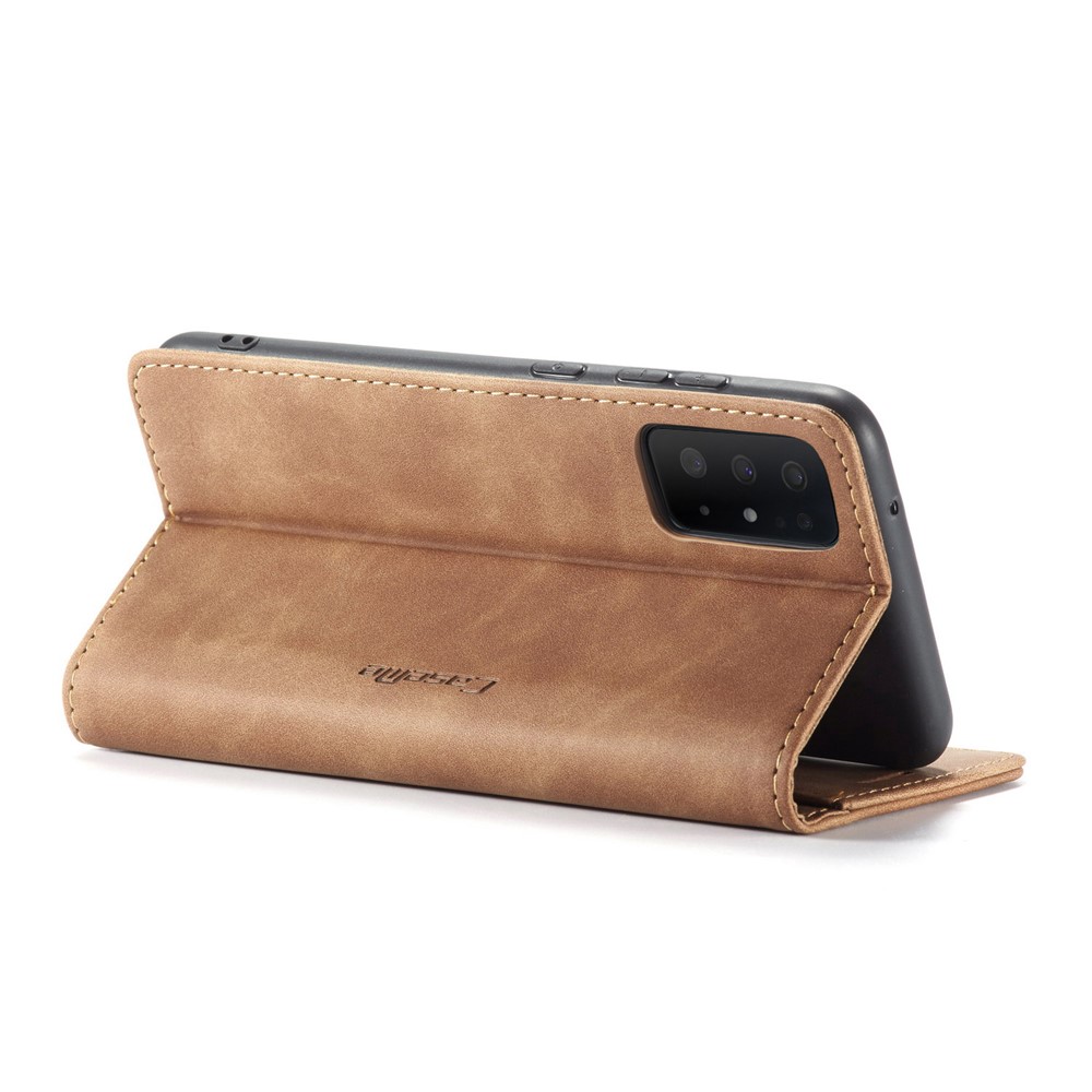 CASEME 013 Series Auto-absorbed Business Leather Wallet Case for Samsung Galaxy S20 Ultra - Light Brown-7