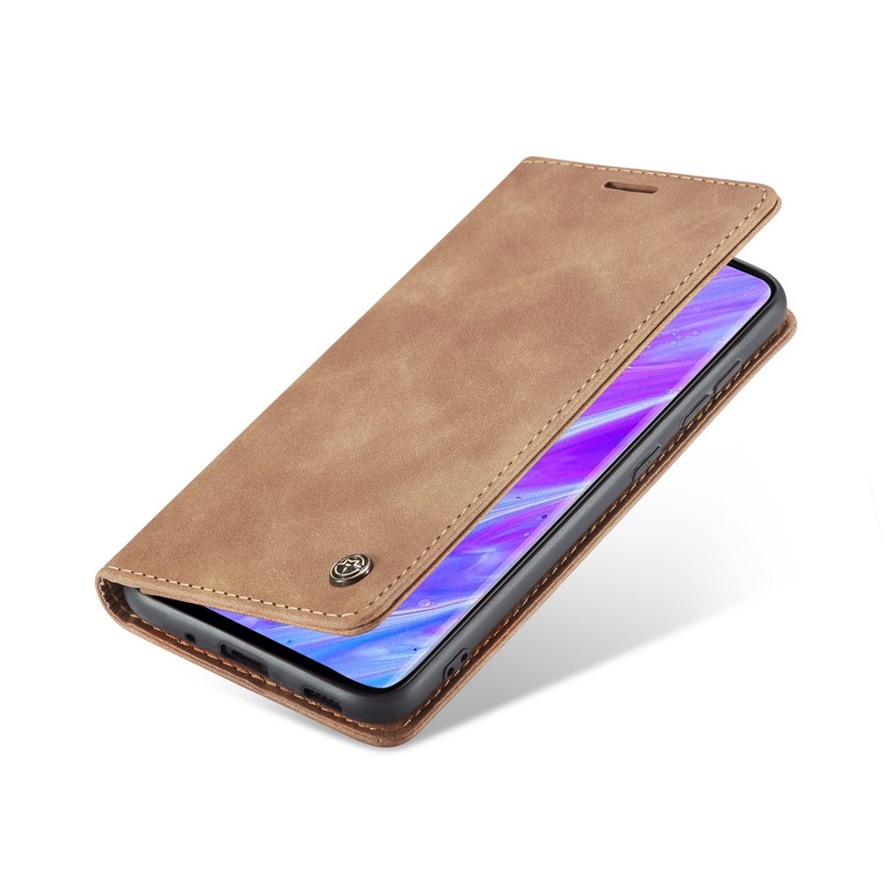 CASEME 013 Series Auto-absorbed Business Leather Wallet Case for Samsung Galaxy S20 Ultra - Light Brown-9