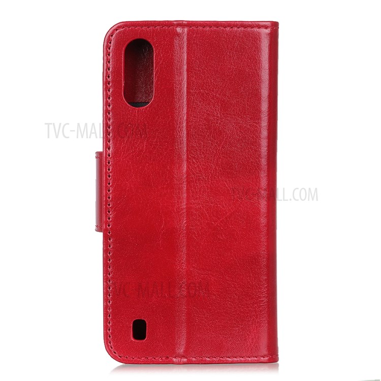 Crazy Horse Wallet Leather Stand Case for Samsung Galaxy A01 - Red-8