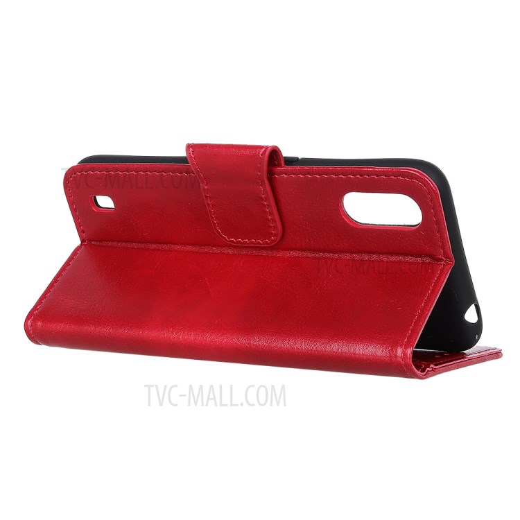 Crazy Horse Wallet Leather Stand Case for Samsung Galaxy A01 - Red-9