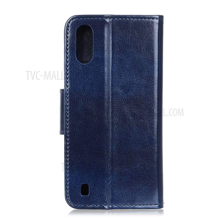 Crazy Horse Wallet Leather Stand Case for Samsung Galaxy A01 - Blue-8