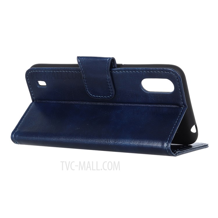 Crazy Horse Wallet Leather Stand Case for Samsung Galaxy A01 - Blue-9