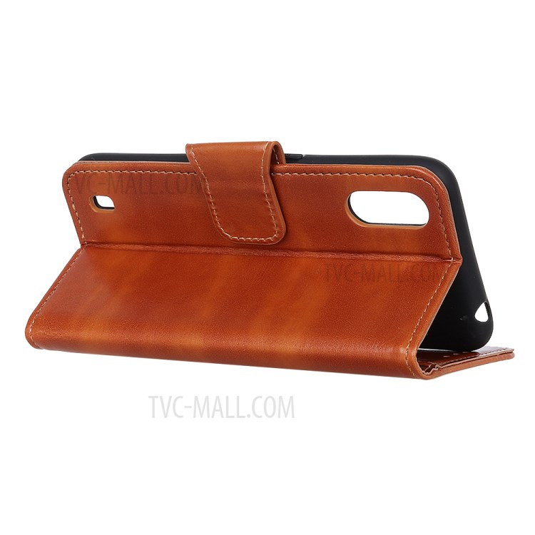 Crazy Horse Wallet Leather Stand Case for Samsung Galaxy A01 - Brown-9