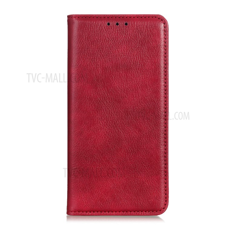 Auto-absorbed Litchi Texture Split Leather Wallet Case for Samsung Galaxy A01 - Red-2