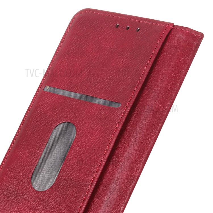 Auto-absorbed Litchi Texture Split Leather Wallet Case for Samsung Galaxy A01 - Red-6