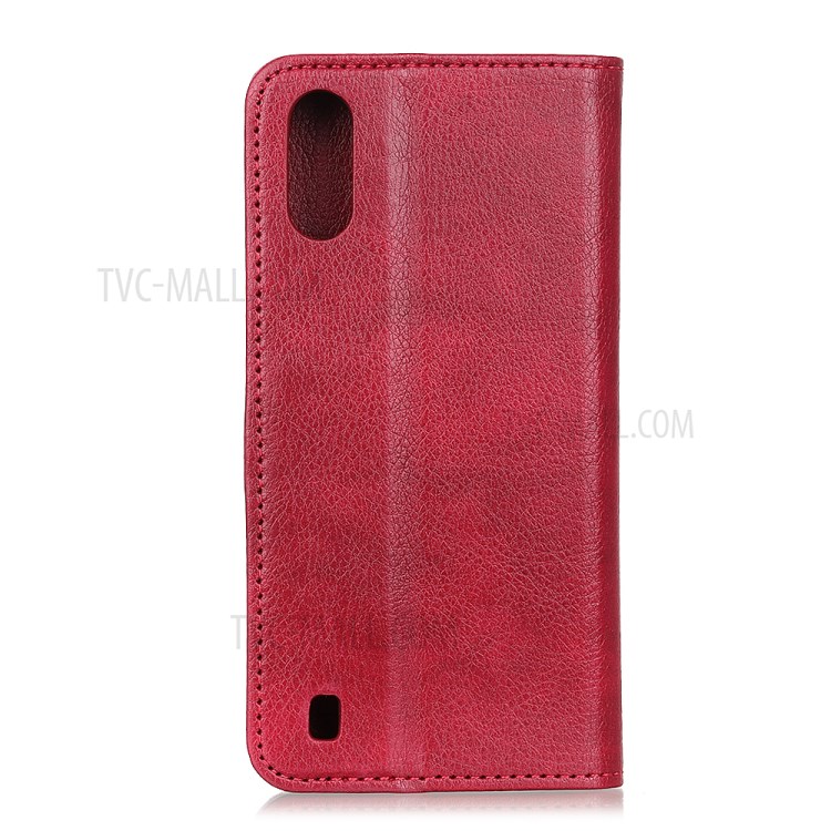 Auto-absorbed Litchi Texture Split Leather Wallet Case for Samsung Galaxy A01 - Red-7