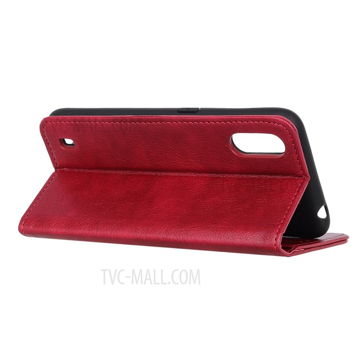 Auto-absorbed Litchi Texture Split Leather Wallet Case for Samsung Galaxy A01 - Red-8