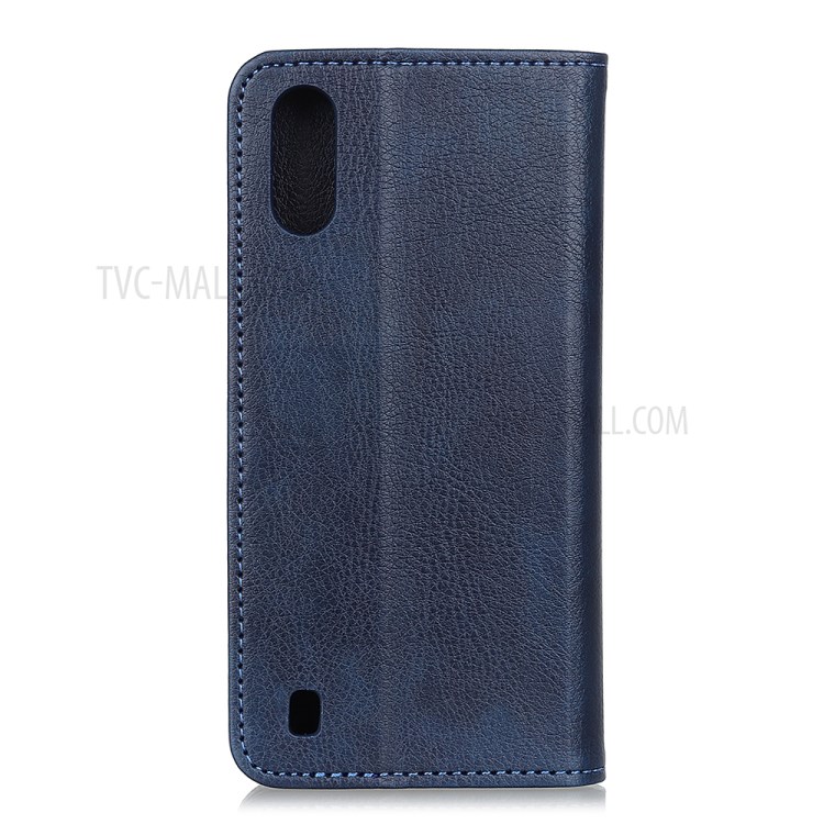 Auto-absorbed Litchi Texture Split Leather Wallet Case for Samsung Galaxy A01 - Blue-7