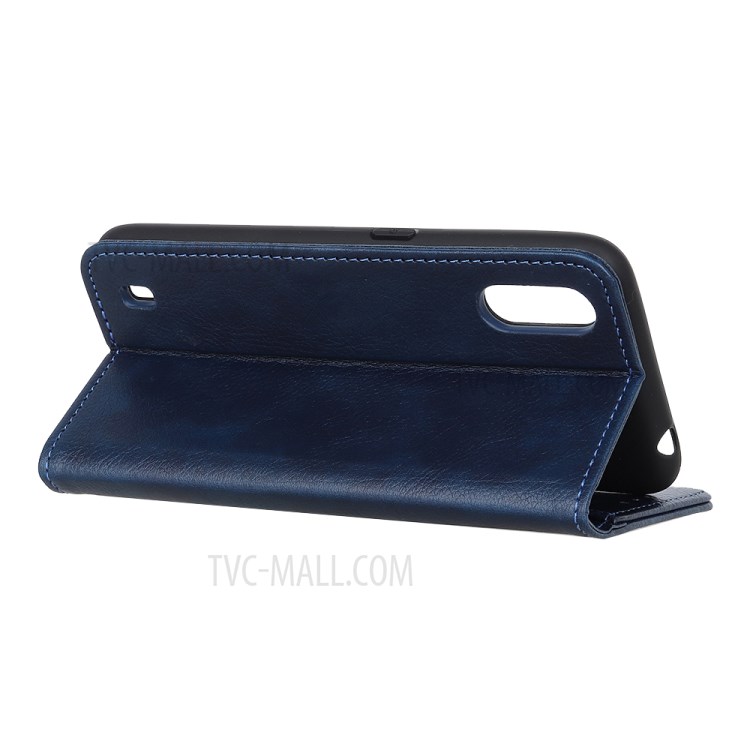 Auto-absorbed Litchi Texture Split Leather Wallet Case for Samsung Galaxy A01 - Blue-8