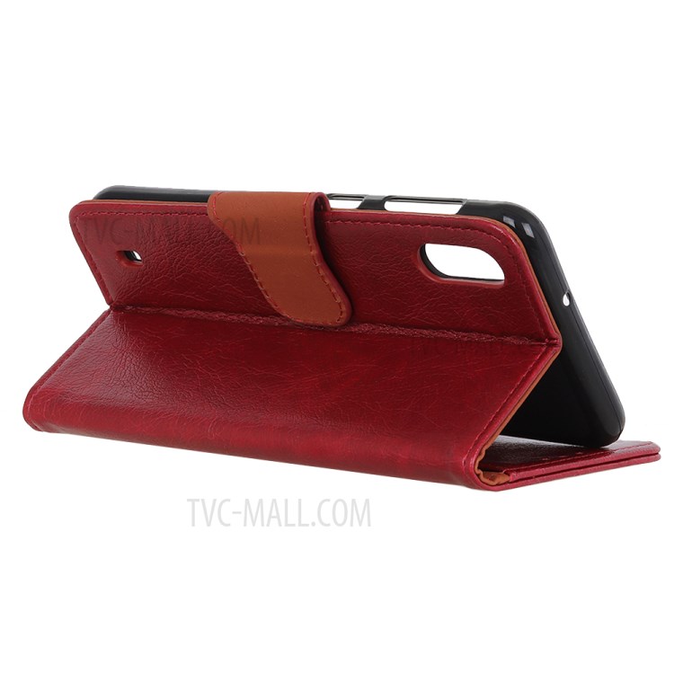 Nappa Texture Split Leather Wallet Case for Samsung Galaxy A01 - Red-11