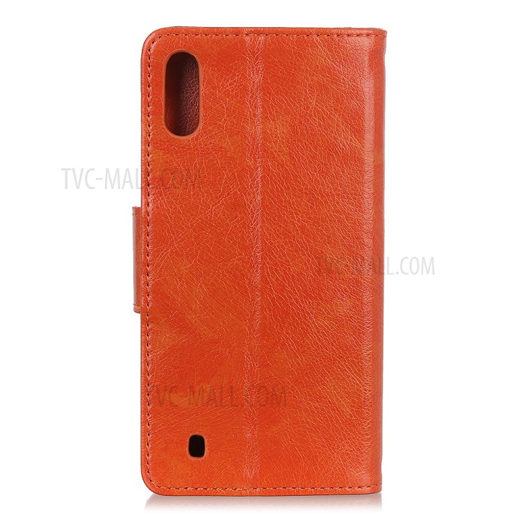 Nappa Texture Split Leather Wallet Case for Samsung Galaxy A01 - Orange-10