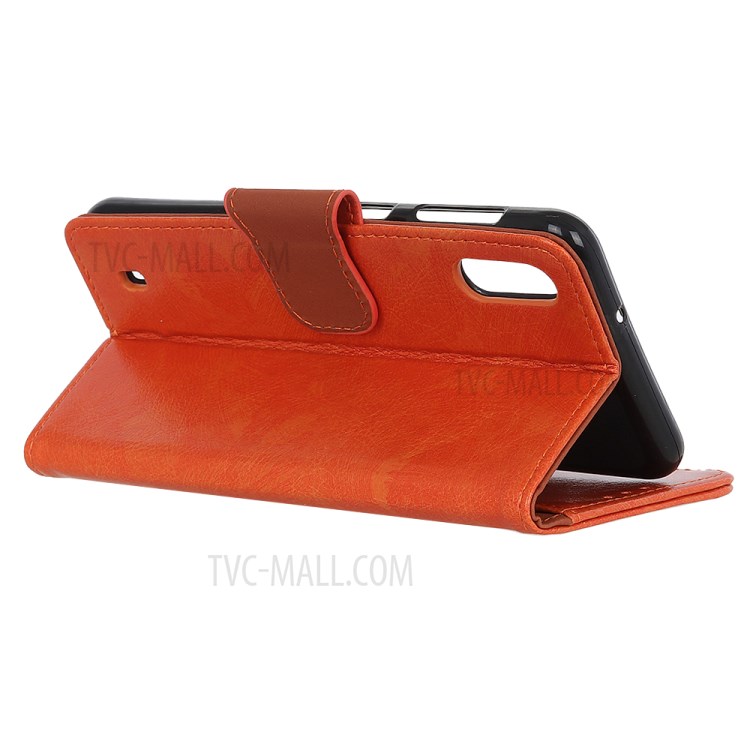 Nappa Texture Split Leather Wallet Case for Samsung Galaxy A01 - Orange-11