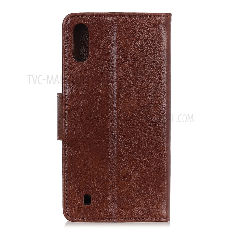 Nappa Texture Split Leather Wallet Case for Samsung Galaxy A01 - Brown-10