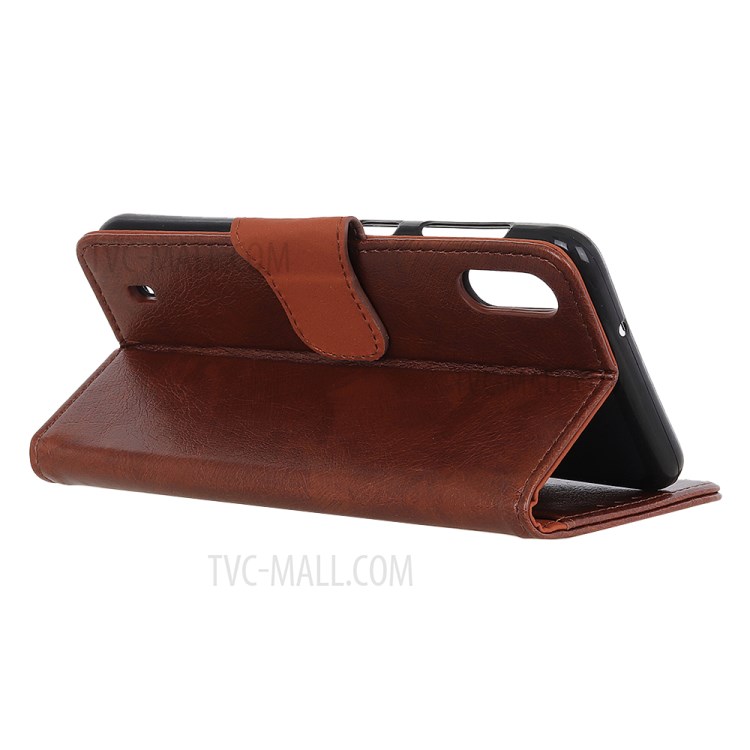 Nappa Texture Split Leather Wallet Case for Samsung Galaxy A01 - Brown-11