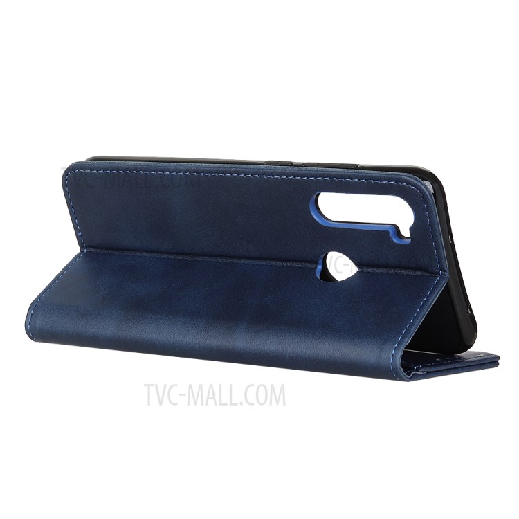 Auto-absorbed Split Leather Wallet Case for Samsung Galaxy A21 - Blue-7