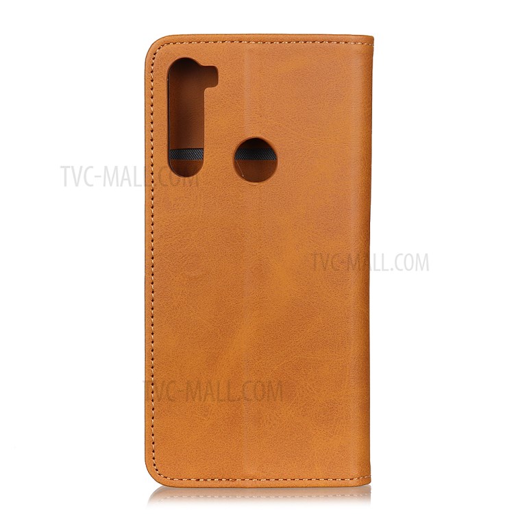 Auto-absorbed Split Leather Wallet Case for Samsung Galaxy A21 - Brown-8