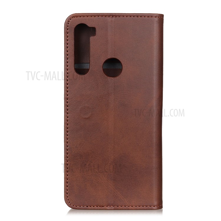 Auto-absorbed Split Leather Wallet Case for Samsung Galaxy A21 - Coffee-7