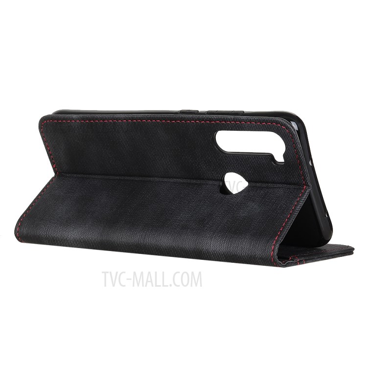 Jeans Cloth Leather Wallet Case for Samsung Galaxy A21 - Black-10