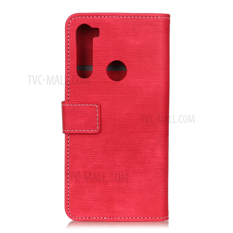 Jeans Cloth Leather Wallet Case for Samsung Galaxy A21 - Red-11