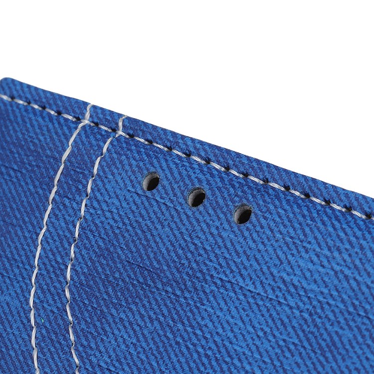 Jeans Cloth Leather Wallet Case for Samsung Galaxy A21 - Blue-6