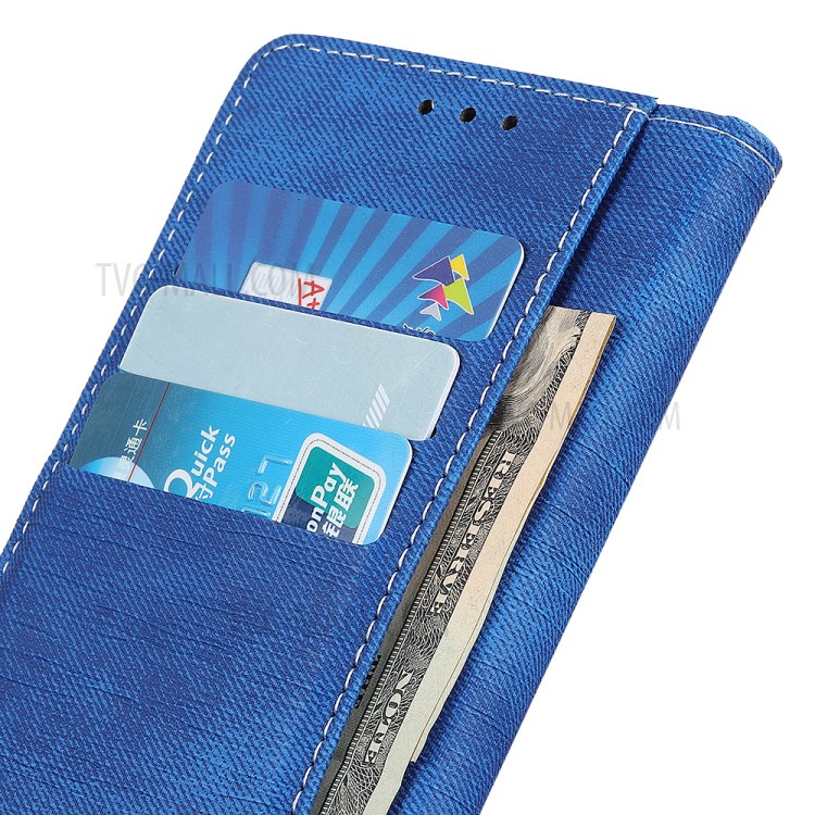 Jeans Cloth Leather Wallet Case for Samsung Galaxy A21 - Blue-9
