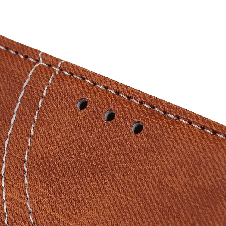Jeans Cloth Leather Wallet Case for Samsung Galaxy A21 - Brown-6