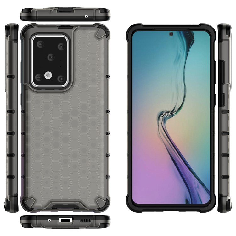 Wabenschock -stoßdämpfer TPU + PC -abdeckung Für Samsung Galaxy S20 Ultra - Schwarz