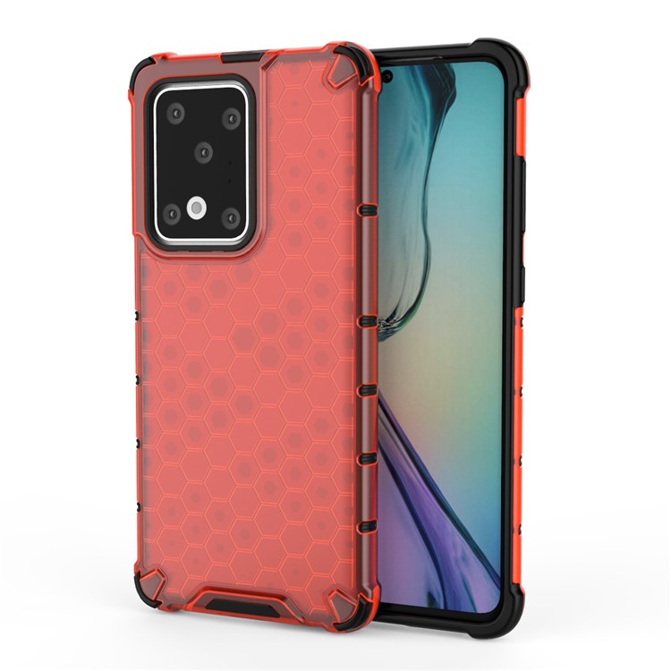 Choque De Nido De Abeja Absorbedor De TPU + PC Cubre Para La Galaxia S20 De Ultra / S11 Plus - Rojo-1