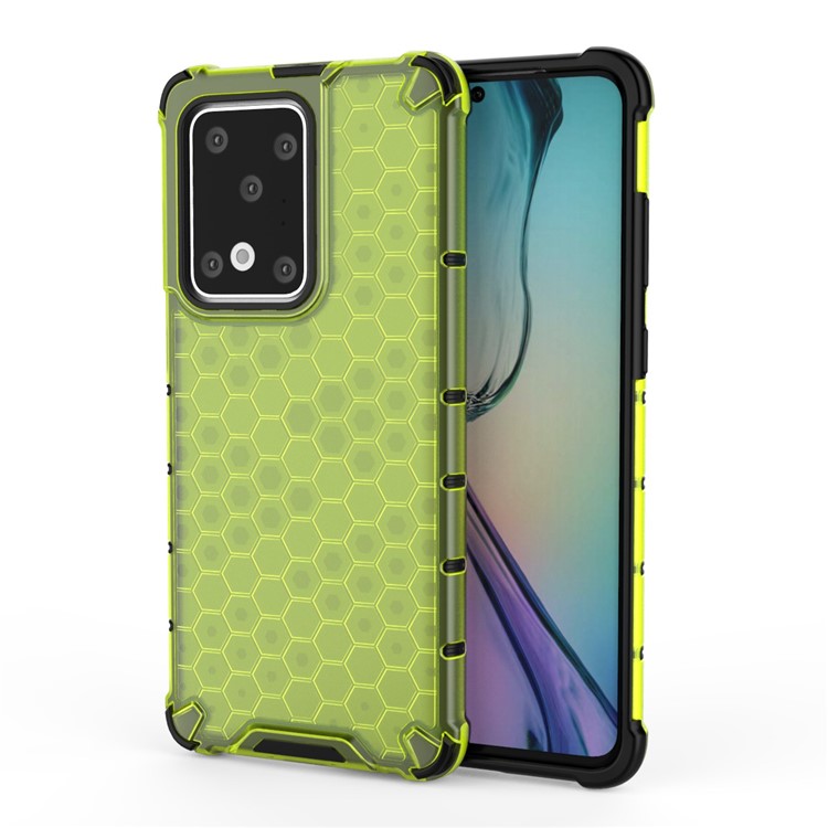 Honeycomb Shock Absorber TPU + PC Covering for Samsung Galaxy S20 Ultra - Green-1