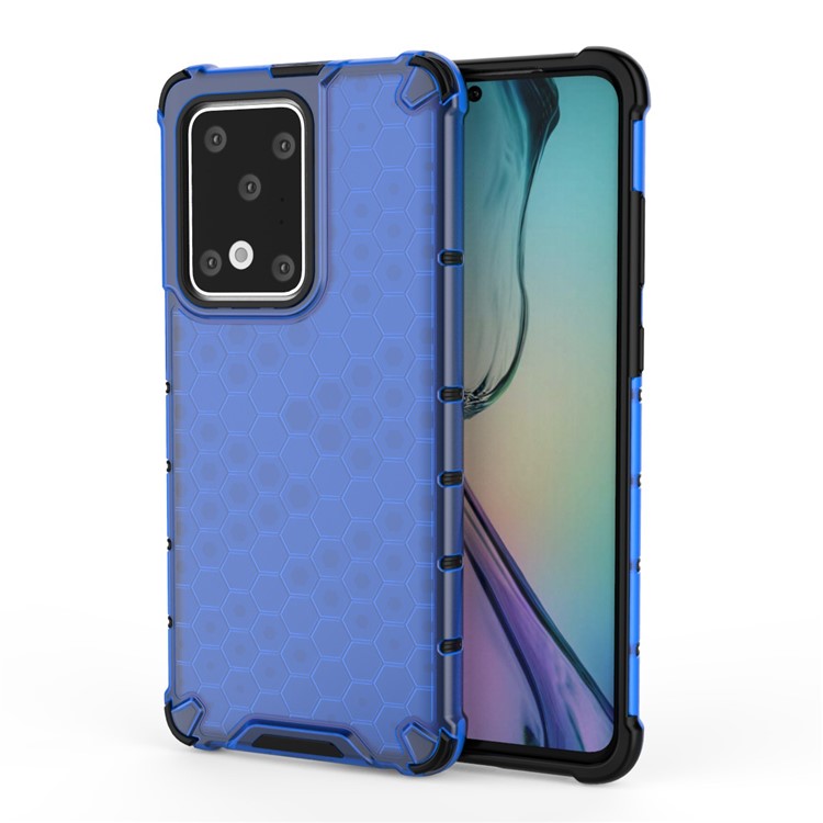 Honeycomb Shock Absorber TPU + PC Covering for Samsung Galaxy S20 Ultra - Blue-1