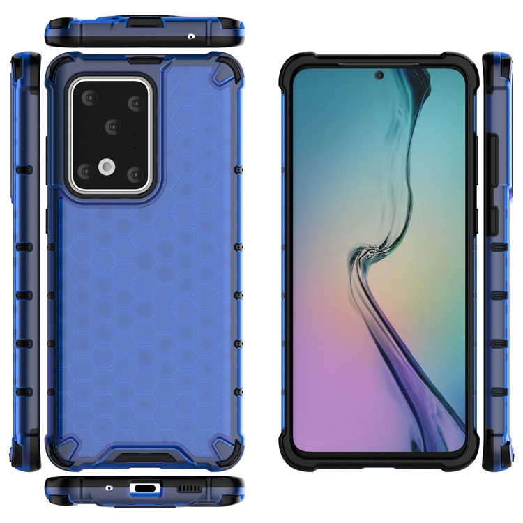 Honeycomb Shock Absorber TPU + PC Covering for Samsung Galaxy S20 Ultra - Blue-2