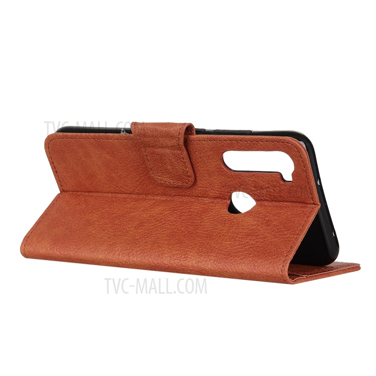 Litchi Skin Leather Wallet Case for Samsung Galaxy A21 - Brown-10