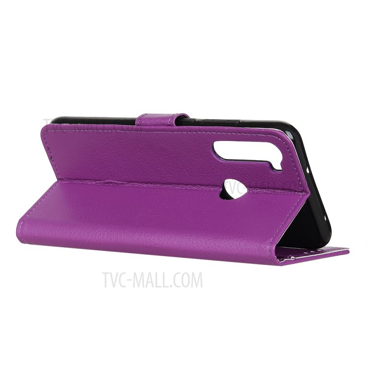 Litchi Skin Wallet Leather Stand Case for Samsung Galaxy A21 - Purple-11