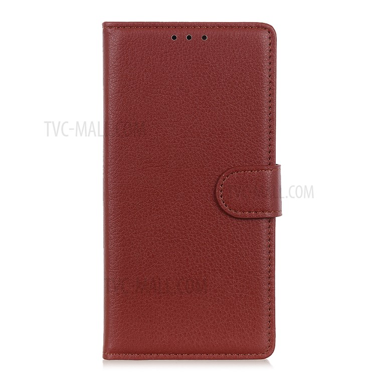 Litchi Skin Wallet Leather Stand Case for Samsung Galaxy A21 - Brown-2