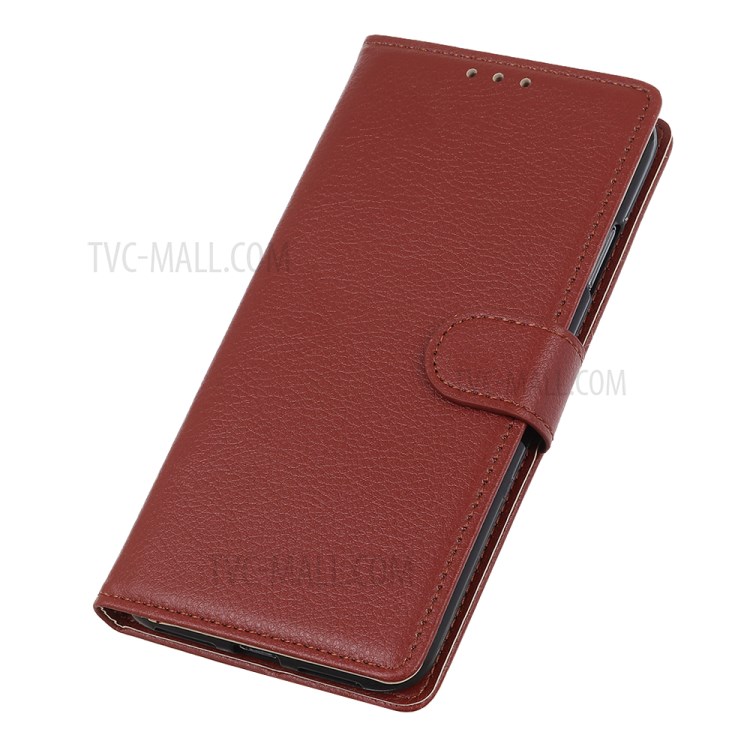 Litchi Skin Wallet Leather Stand Case for Samsung Galaxy A21 - Brown-4