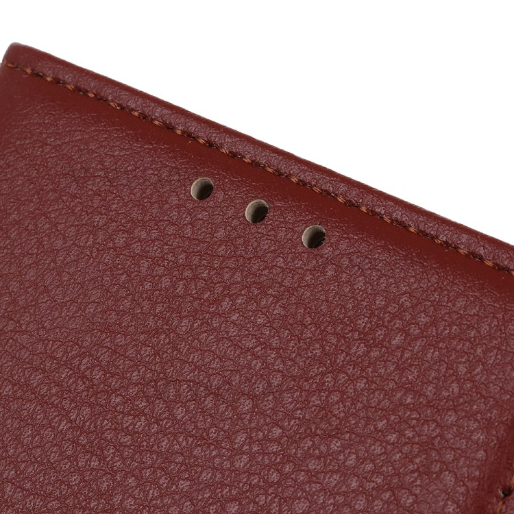 Litchi Skin Wallet Leather Stand Case for Samsung Galaxy A21 - Brown-5