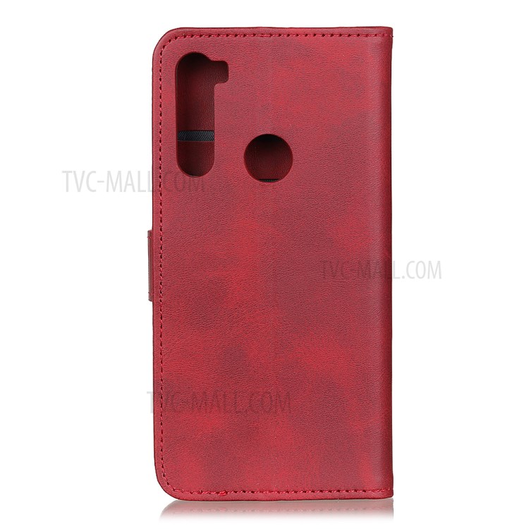 Matte Skin Leather Wallet Case for Samsung Galaxy A21 - Red-10