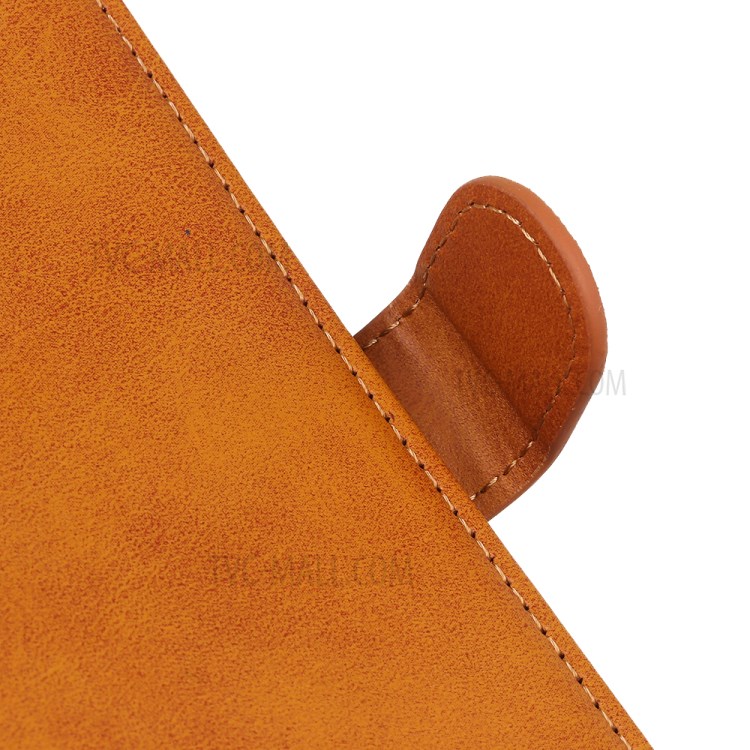 Matte Skin Leather Wallet Case for Samsung Galaxy A21 - Brown-5