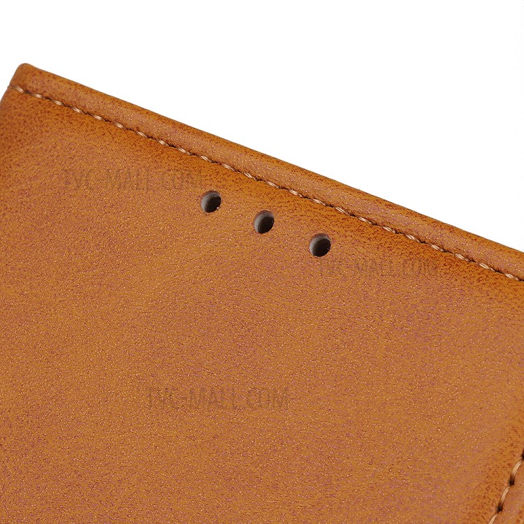 Matte Skin Leather Wallet Case for Samsung Galaxy A21 - Brown-6