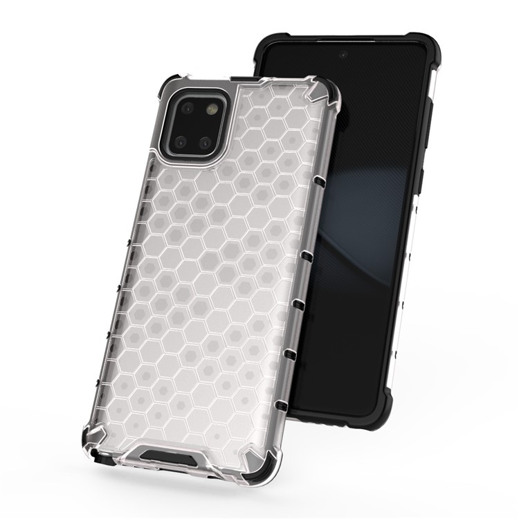 Case Hybride TPU + PC à L'épreuve Des Chocs en Nid D'abeille Pour Samsung Galaxy A81 / Note 10 Lite - Blanche