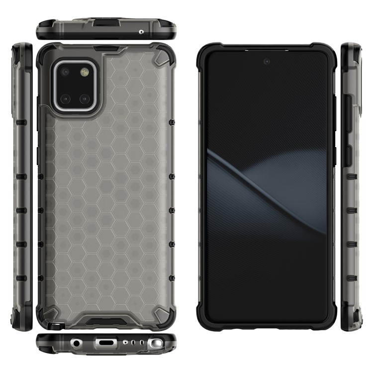 Honeycomb Pattern Shock-proof TPU + PC Hybrid Case for Samsung Galaxy A81/Note 10 Lite - Grey-2