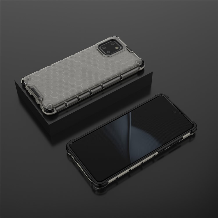 Case Hybride TPU + PC à L'épreuve Des Chocs en Nid D'abeille Pour Samsung Galaxy A81 / Note 10 Lite - Gris-3