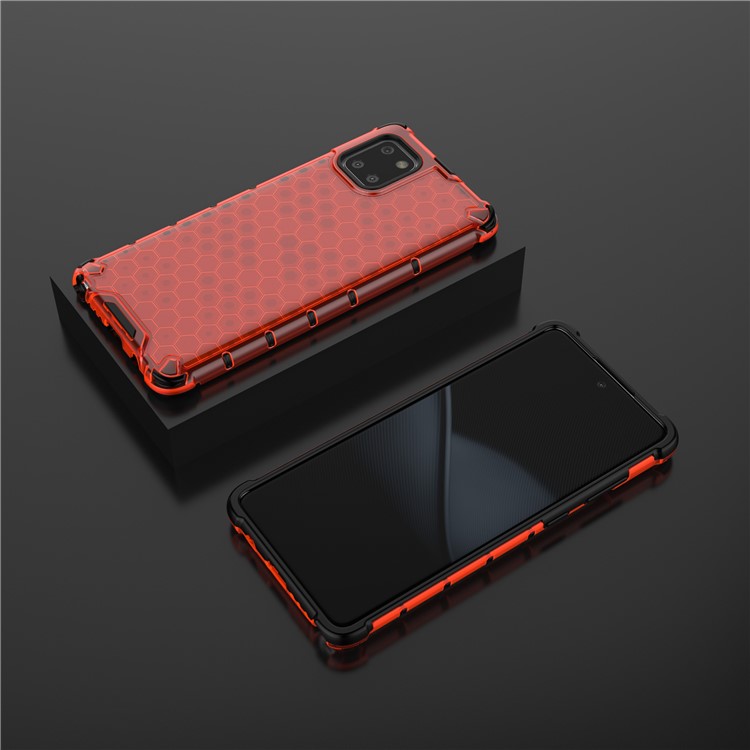 Honeycomb Pattern Shock-proof TPU + PC Hybrid Case for Samsung Galaxy A81/Note 10 Lite - Red-3