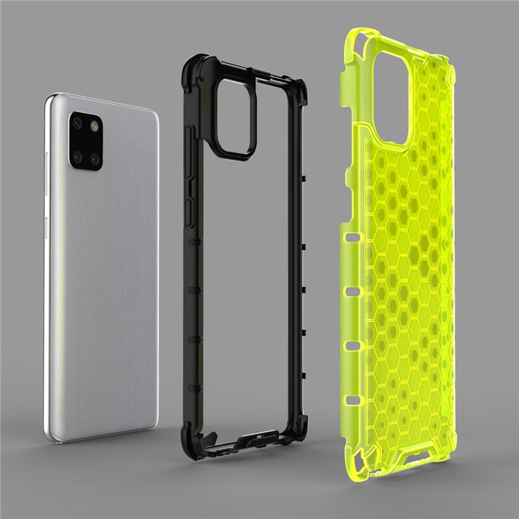 Honeycomb Pattern Shock-proof TPU + PC Hybrid Case for Samsung Galaxy A81/Note 10 Lite - Green-2